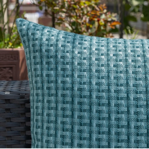 Kevin Outdoor Throw Covers Pack of 2 Garden Patio Balcony BenchSofa 20x20, Teal - Picture 3 of 8